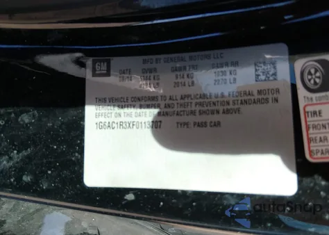 2015 Cadillac Ats Performance from USA, damaged, VIN 1G6AC1R3XF0113707